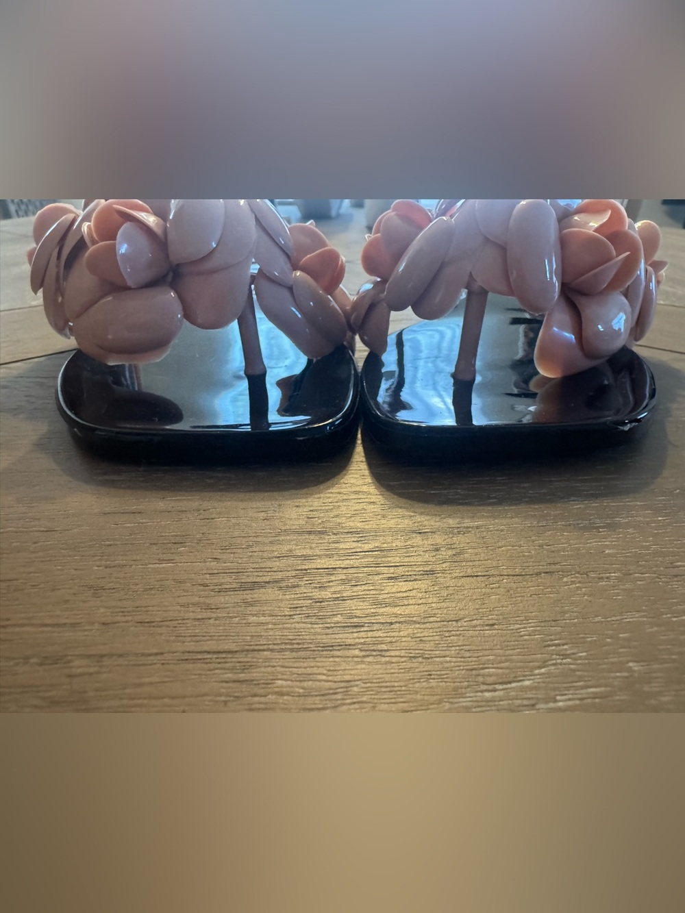 Jeffrey Campbell Black Slide Sandals with Blush Pink Flower Accents - Picture 11 of 13